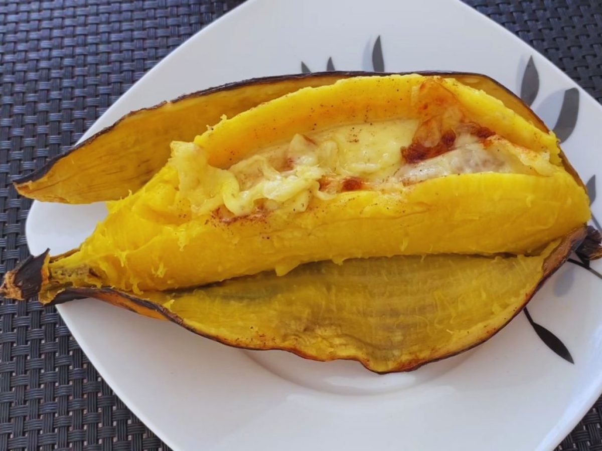Receita de Banana da Terra recheada com queijo na Airfryer