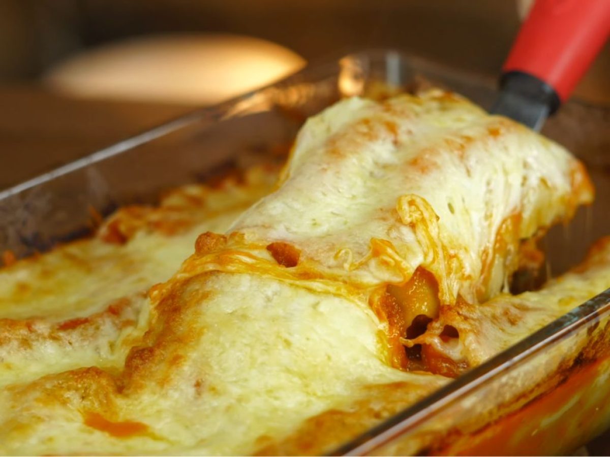 Receita de canelone de carne moída italiano; truque para ficar perfeito