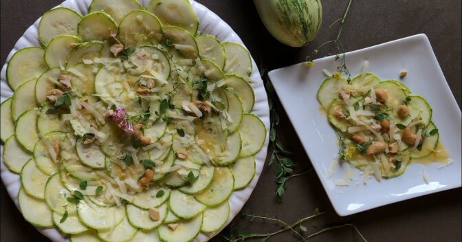 Entradas e Petiscos: Como fazer Carpaccio de abobrinha para impressionar em qualquer antepasto