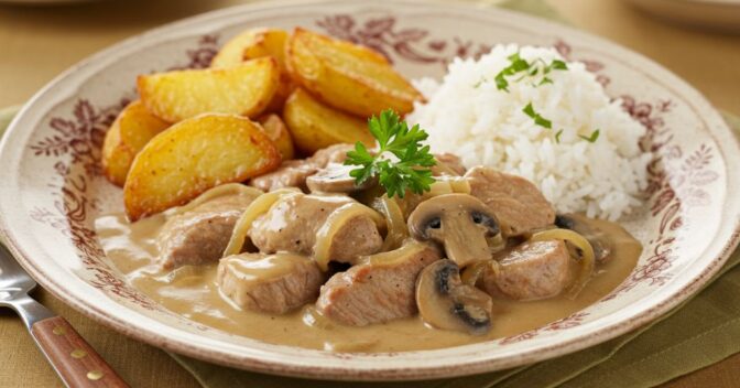 Pratos: Receita de strogonoff de carne de porco com toque especial